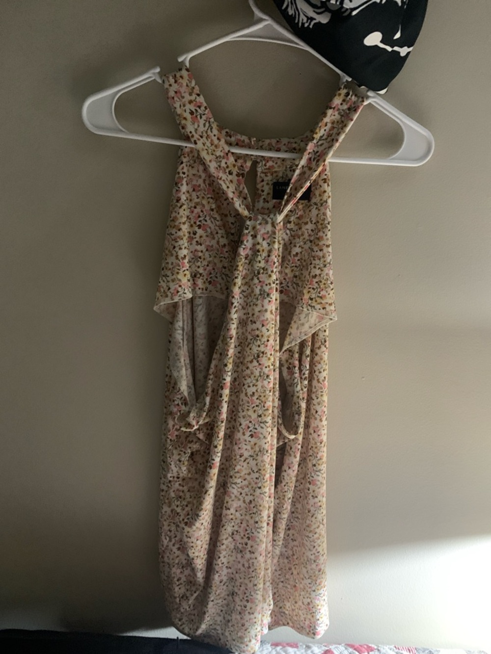 Lane Bryant Floral Halter Tank Top in Cream and Pink